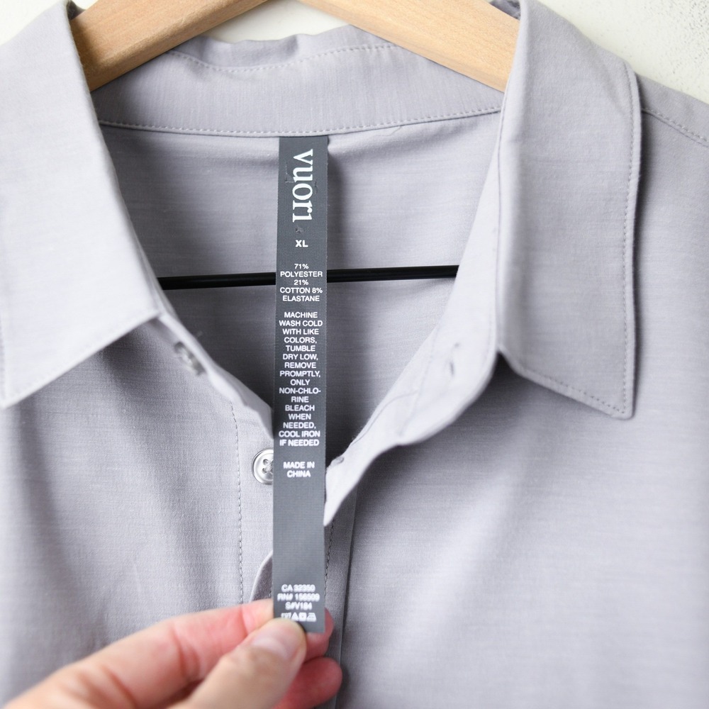 Vuori Bridge Button Down Mens XL Fog Grey Short Sleeve Performance Shirt V184 - Picture 2 of 11